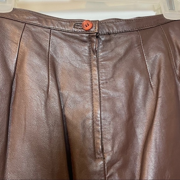 Matters of Degrees 100% Leather Brown Lined Skirt - Picture 4 of 8